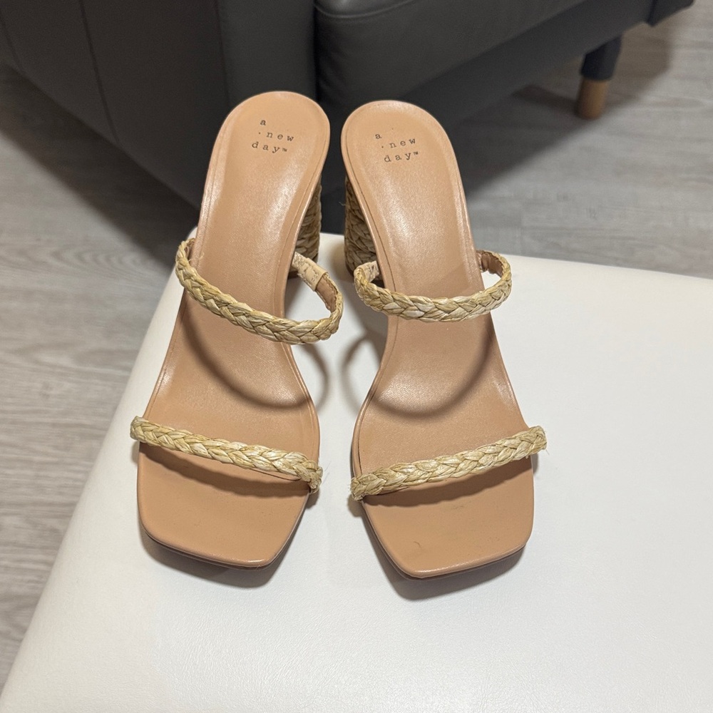 A New Day Women's Tan Braided Mules
